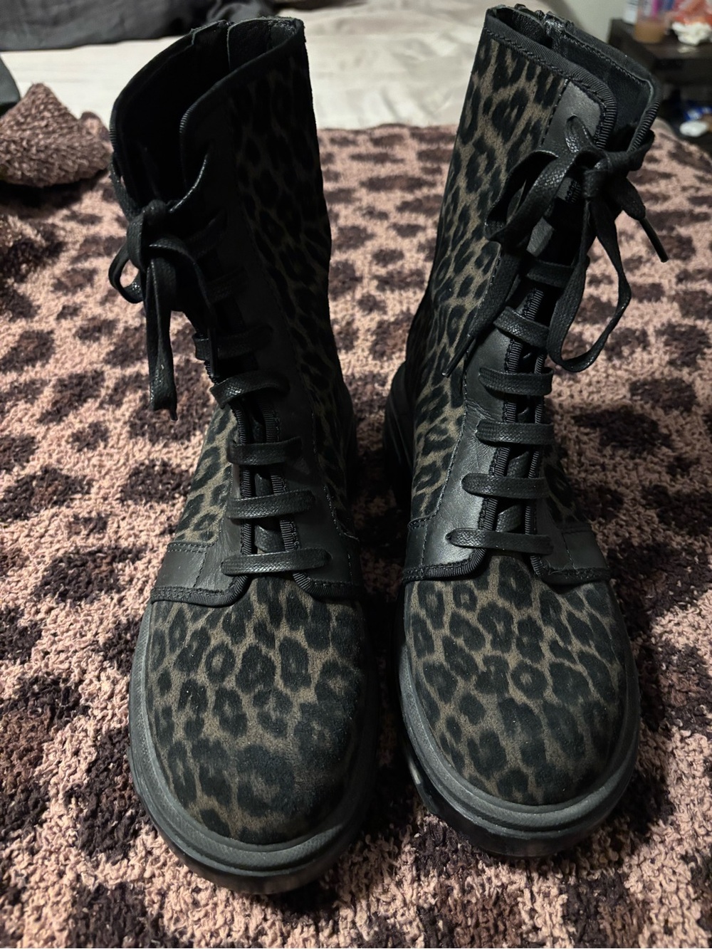 rag & bone Shaye Suede Animal Print Combat Boots